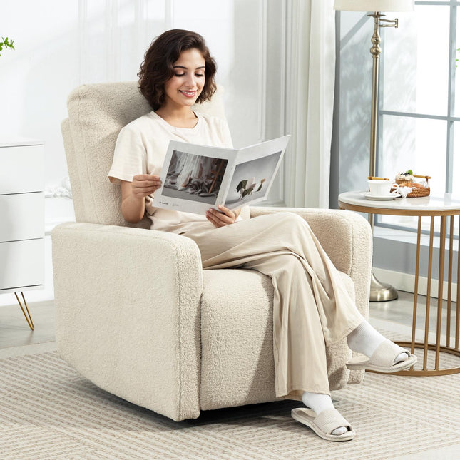 Liegesessel mit verstellbarer Rückenlehne, Fleecebezug, Beige
