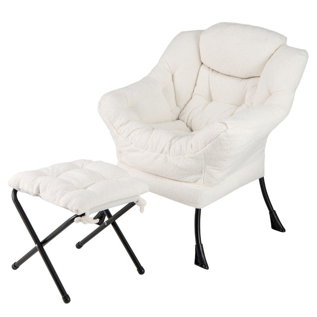 Liegesessel mit Armlehnen, Ottoman, Beige Sherpa