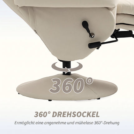 Recliner Chair with Cup Holder and Side Pocket, Cream PU Leather