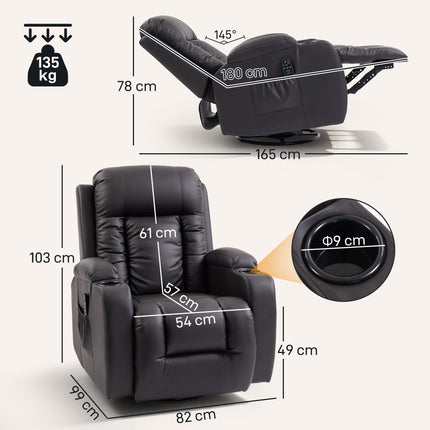 Recliner Chair with Massage, Heat & Swivel, Dark Brown