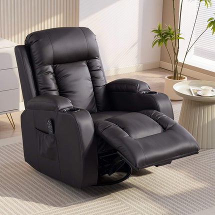Recliner Chair with Massage, Heat & Swivel, Dark Brown