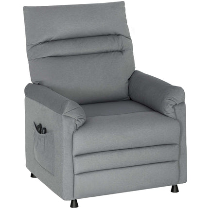 Sessel mit Massagefunktion, Heizung, USB-Anschluss, Grau Samt