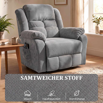 Recliner Chair with Massage, Lift Assist, and USB Ports, Light Grey