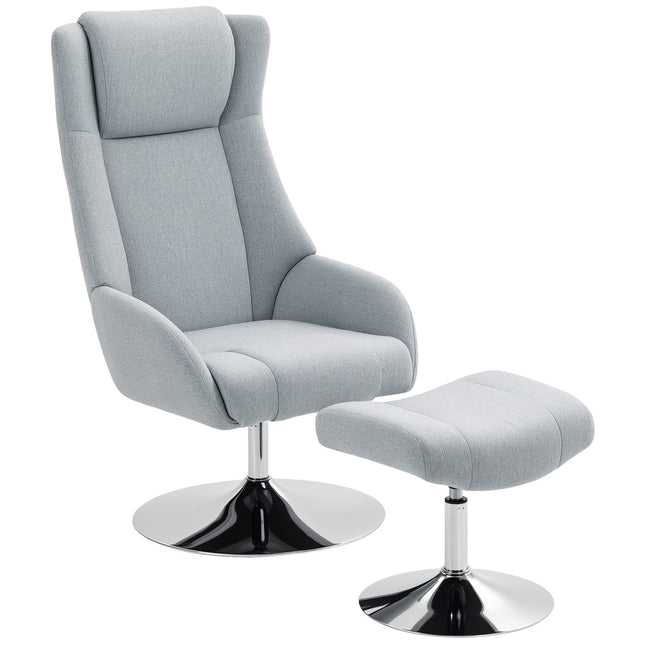 Relaxliege mit Ottoman, Armlehnen, Grau