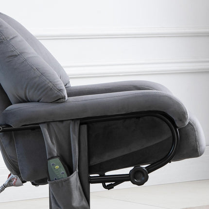 Liegesessel mit Ottomane, drehbarer Massagesessel, grauer Samt