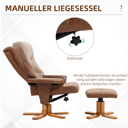 Recliner Chair with Ottoman, Swivel, Reclines 135, Brown