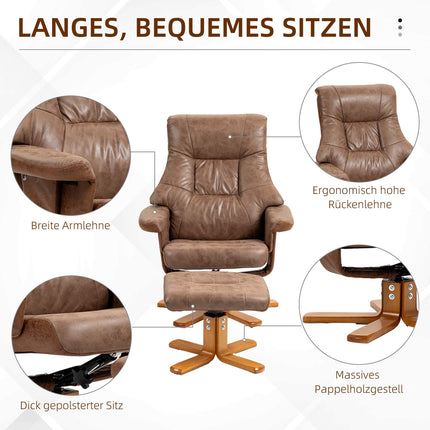 Recliner Chair with Ottoman, Swivel, Reclines 135, Brown
