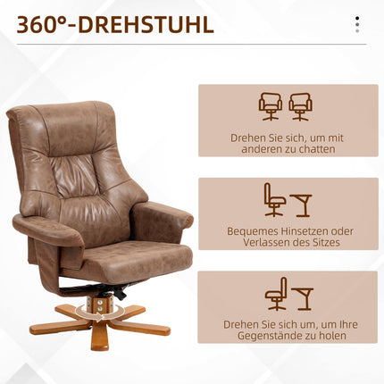 Recliner Chair with Ottoman, Swivel, Reclines 135, Brown