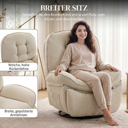 Recliner Chair with Swivel, Rocking & Recline Function