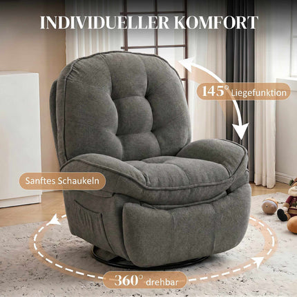 Recliner Chair with Swivel, Rocking & Reclining Function