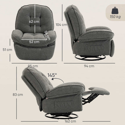 Recliner Chair with Swivel, Rocking & Reclining Function