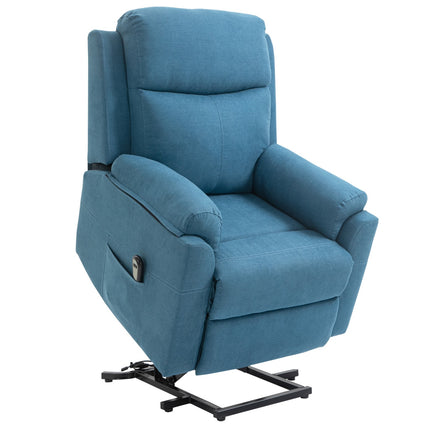Elektrischer Relaxsessel für Senioren – Leinen, blau, 83x89x102cm