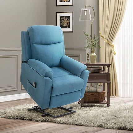 Elektrischer Relaxsessel für Senioren – Leinen, blau, 83x89x102cm
