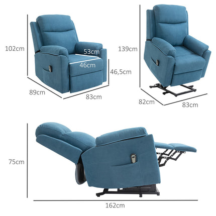 Elektrischer Relaxsessel für Senioren – Leinen, blau, 83x89x102cm