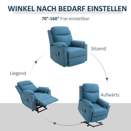 Elektrischer Relaxsessel für Senioren – Leinen, blau, 83x89x102cm