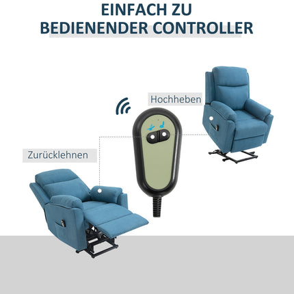Elektrischer Relaxsessel für Senioren – Leinen, blau, 83x89x102cm