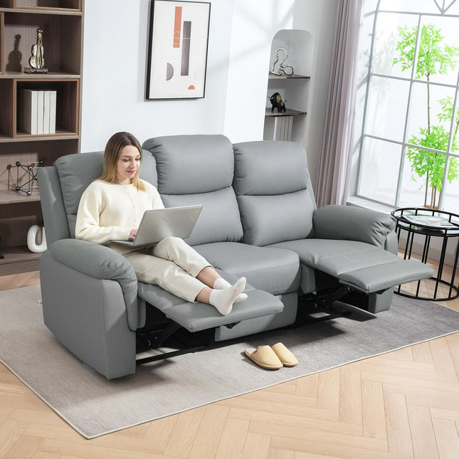 3-Sitzer Relaxsofa, Kunstleder, Dunkelgrau