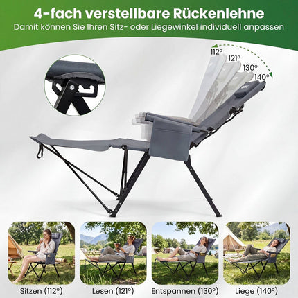 Reclining Camping Chair with Footrest, Portable & Foldable