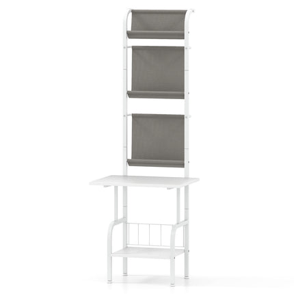 Record Player Stand, 5-Tier Vinyl Display, White