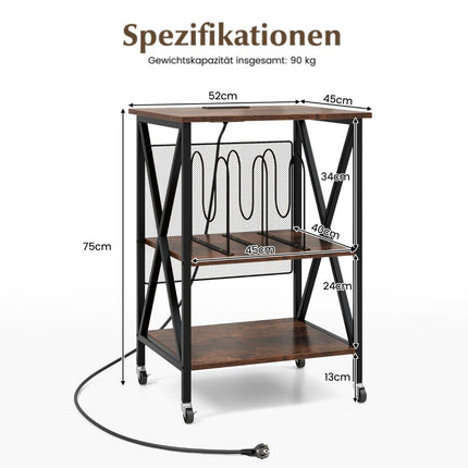 Plattenspieler-Ständer mit Ladestation, Vinyl-Aufbewahrung