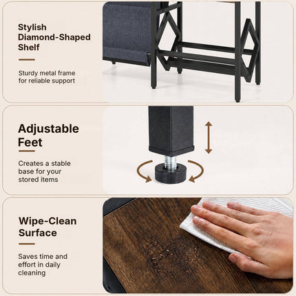 Record Player Stand with Vinyl Storage for 400+ Albums, Rustic Brown, 82 cm