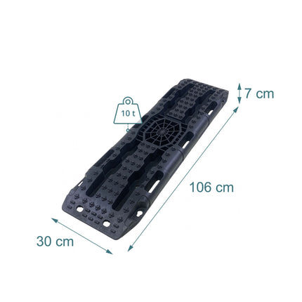 Recovery Boards Set of 2 for Sand, Mud and Snow, 10 Tonne Load, Black