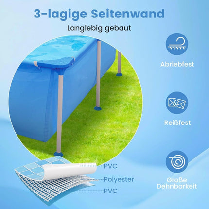 Rectangular Above-Ground Pool with Filter Pump, 2612L Capacity