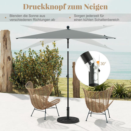 Rectangular Balcony Umbrella, 210x140 cm, Grey, Adjustable