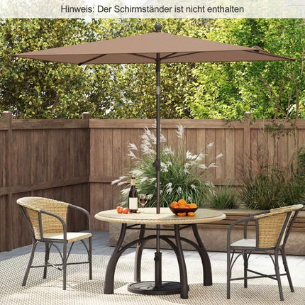Rectangular Balcony Umbrella, Adjustable Tilt, Brown, 213x140 cm