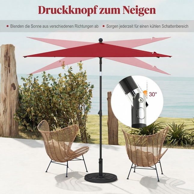 Rechteckiger Balkonsonnenschirm, neigbar, Rot, 213x140 cm