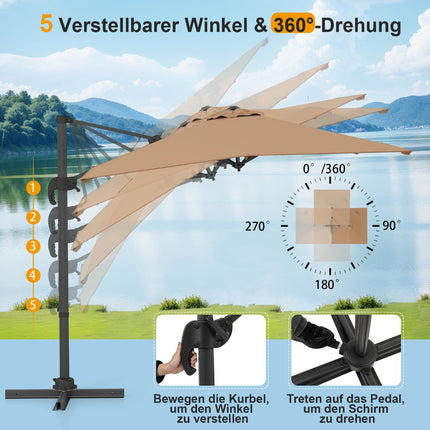Rectangular Cantilever Umbrella 250x250 cm with Crank, Brown