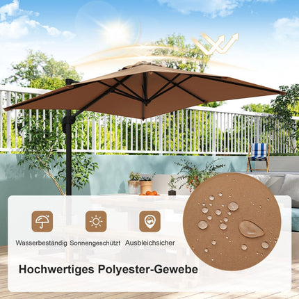 Rectangular Cantilever Umbrella 250x250 cm with Crank, Brown