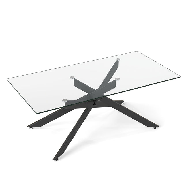 Rechteckiger Glas-Couchtisch, Schwarz, 120x60 cm