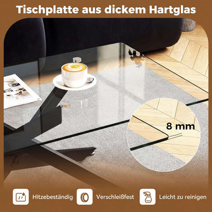Rechteckiger Glas-Couchtisch, Schwarz, 120x60 cm