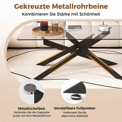 Rechteckiger Glas-Couchtisch, Schwarz, 120x60 cm