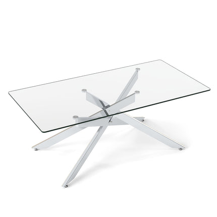 Rechteckiger Couchtisch aus Glas, gehärtetes Glas, 120x60 cm