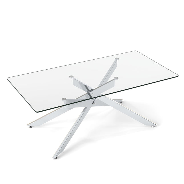 Rechteckiger Couchtisch aus Glas, gehärtetes Glas, 120x60 cm
