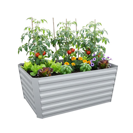 Rectangular Metal Planter, Raised Garden Bed, Galvanized