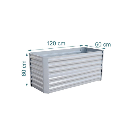 Rectangular Metal Planter, Raised Garden Bed, Galvanized