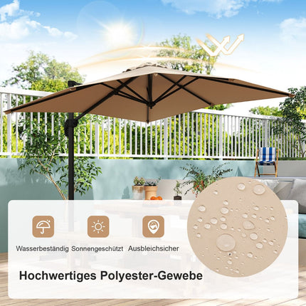 Rechteckiger Terrassenschirm 250x250 cm mit Kurbel, Beige