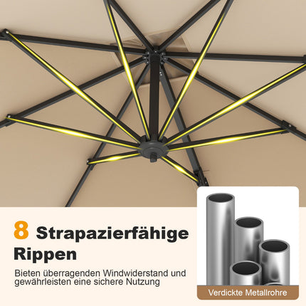 Rechteckiger Terrassenschirm 250x250 cm mit Kurbel, Beige