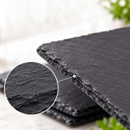 Rectangular Slate Serving Plates, Set of 6 with Felt, Anthracite