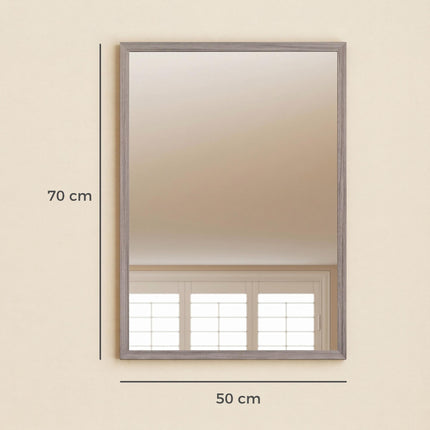 Rectangular Wall Mirror, 50x70 cm, Grey Wood Frame