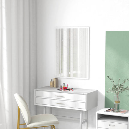 Rectangular Wall Mirror, 60x80 cm, White MDF Frame