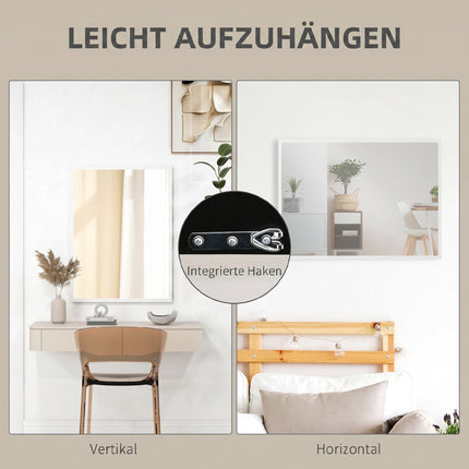 Rectangular Wall Mirror, 60x80 cm, White MDF Frame