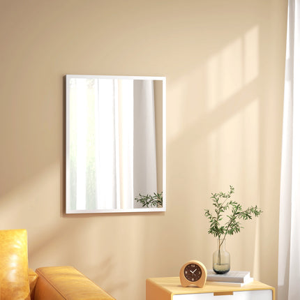 Rectangular Wall Mirror, 60x80 cm, White MDF Frame