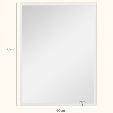 Rectangular Wall Mirror, 60x80 cm, White MDF Frame