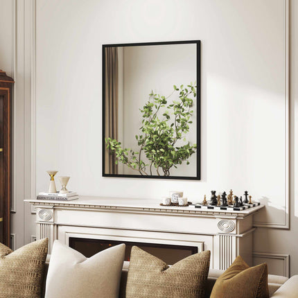 Rectangular Wall Mirror, 70x90 cm, Black MDF Frame