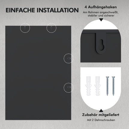 Rectangular Wall Mirror, Metal Frame, 100 x 70 cm