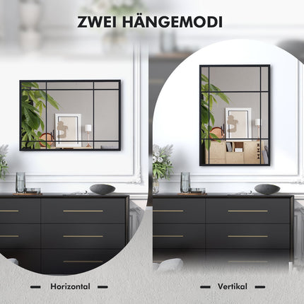 Rectangular Wall Mirror, Metal Frame, 100 x 70 cm